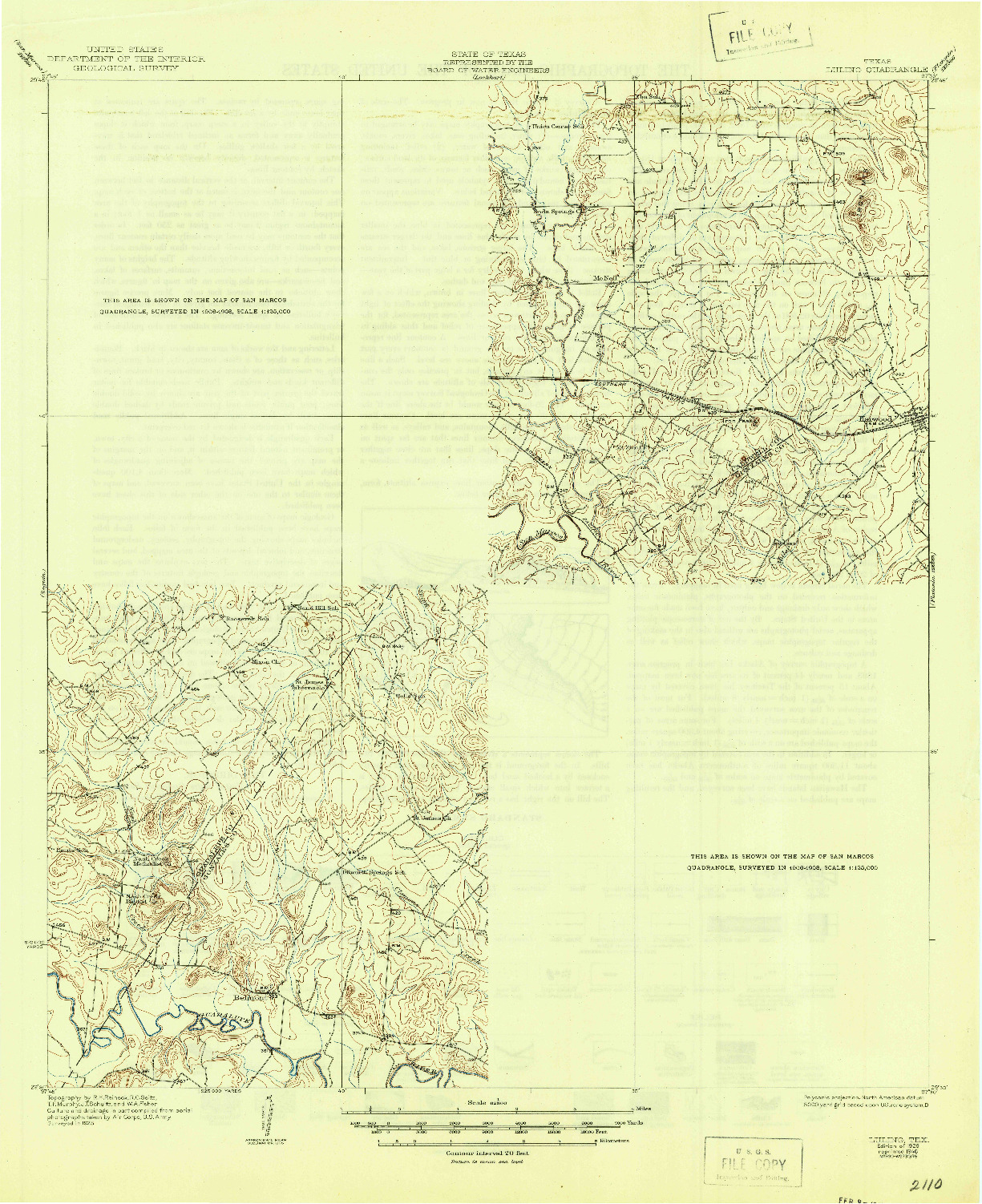 USGS 1:62500-SCALE QUADRANGLE FOR LULING, TX 1929
