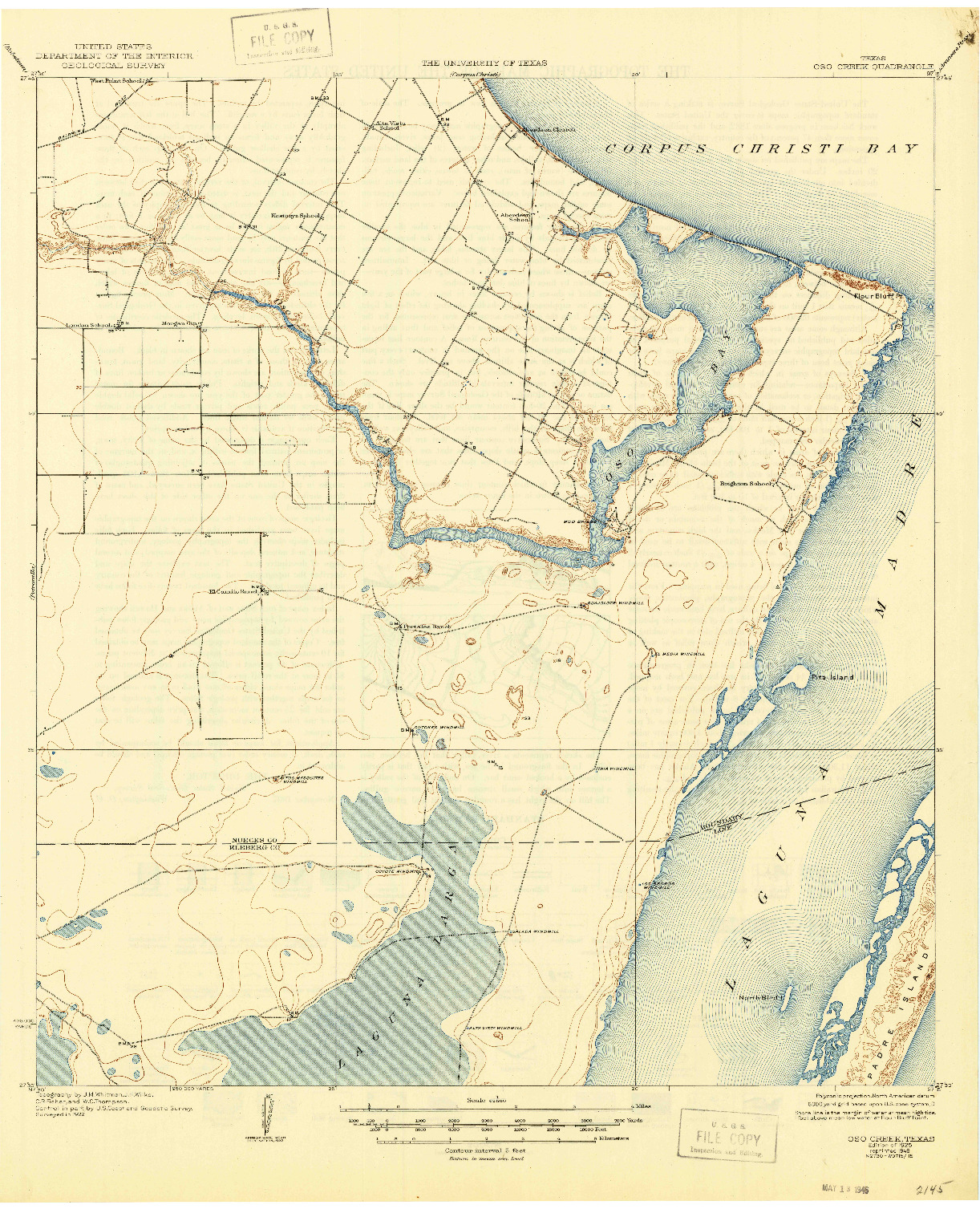 USGS 1:62500-SCALE QUADRANGLE FOR OSO CREEK, TX 1925