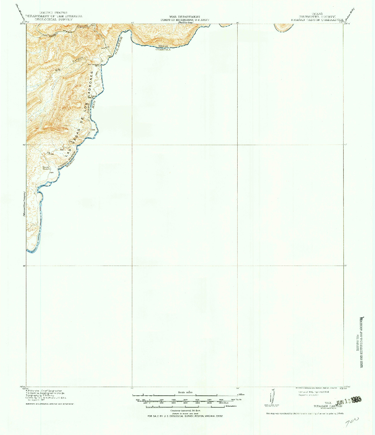 USGS 1:62500-SCALE QUADRANGLE FOR REAGAN CANYON, TX 1918