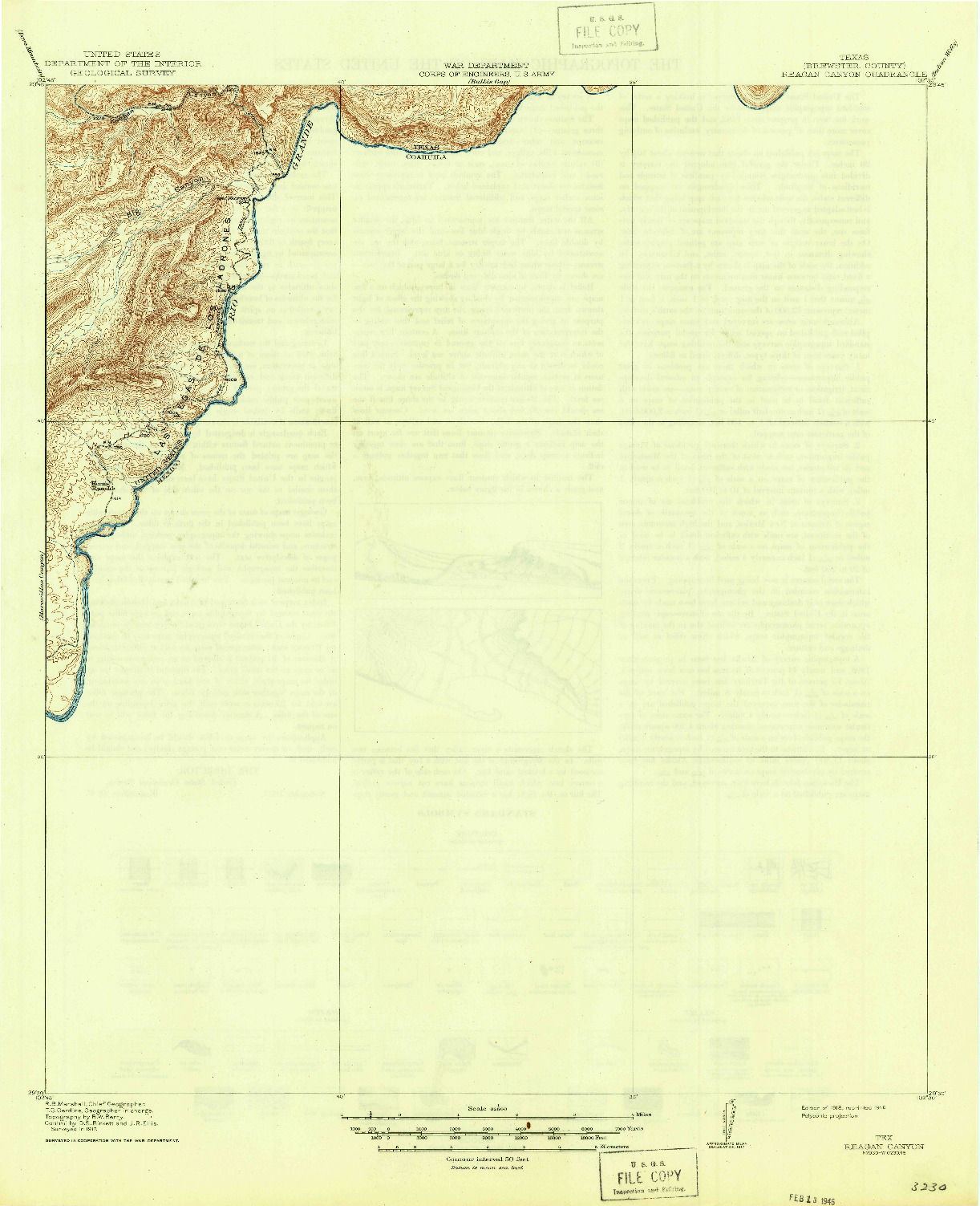 USGS 1:62500-SCALE QUADRANGLE FOR REAGAN CANYON, TX 1918