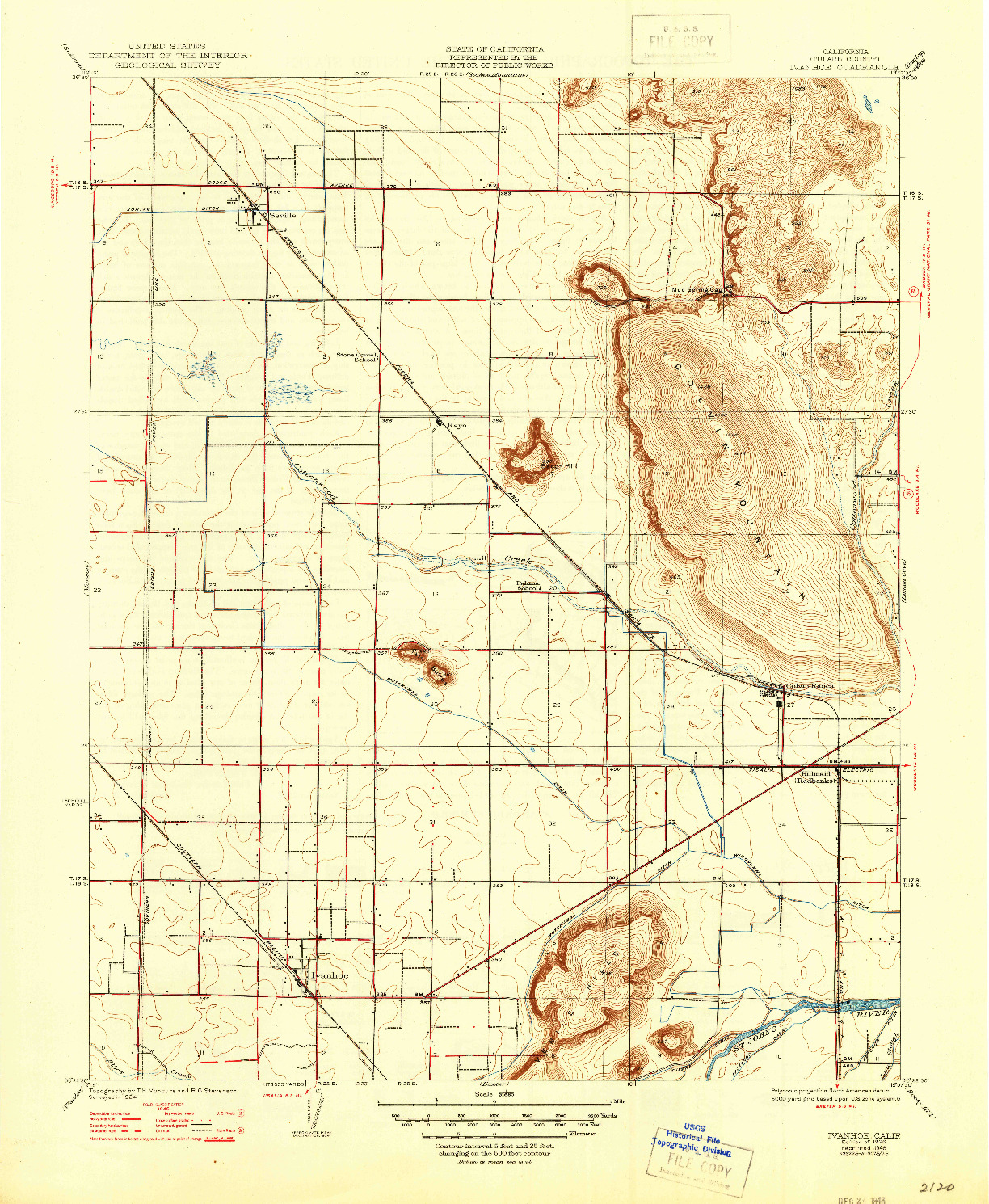 USGS 1:31680-SCALE QUADRANGLE FOR IVANHOE, CA 1926
