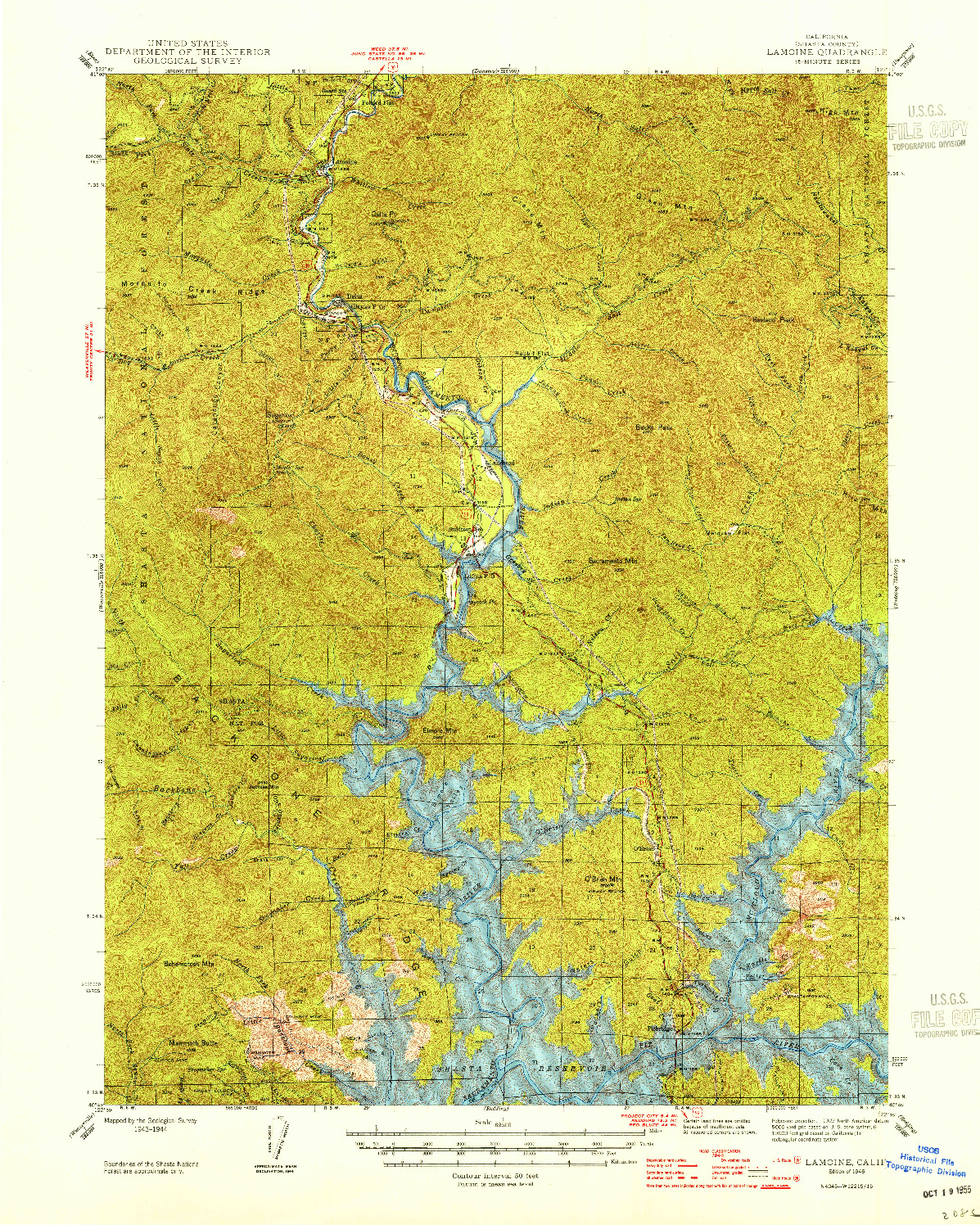 USGS 1:62500-SCALE QUADRANGLE FOR LAMOINE, CA 1946