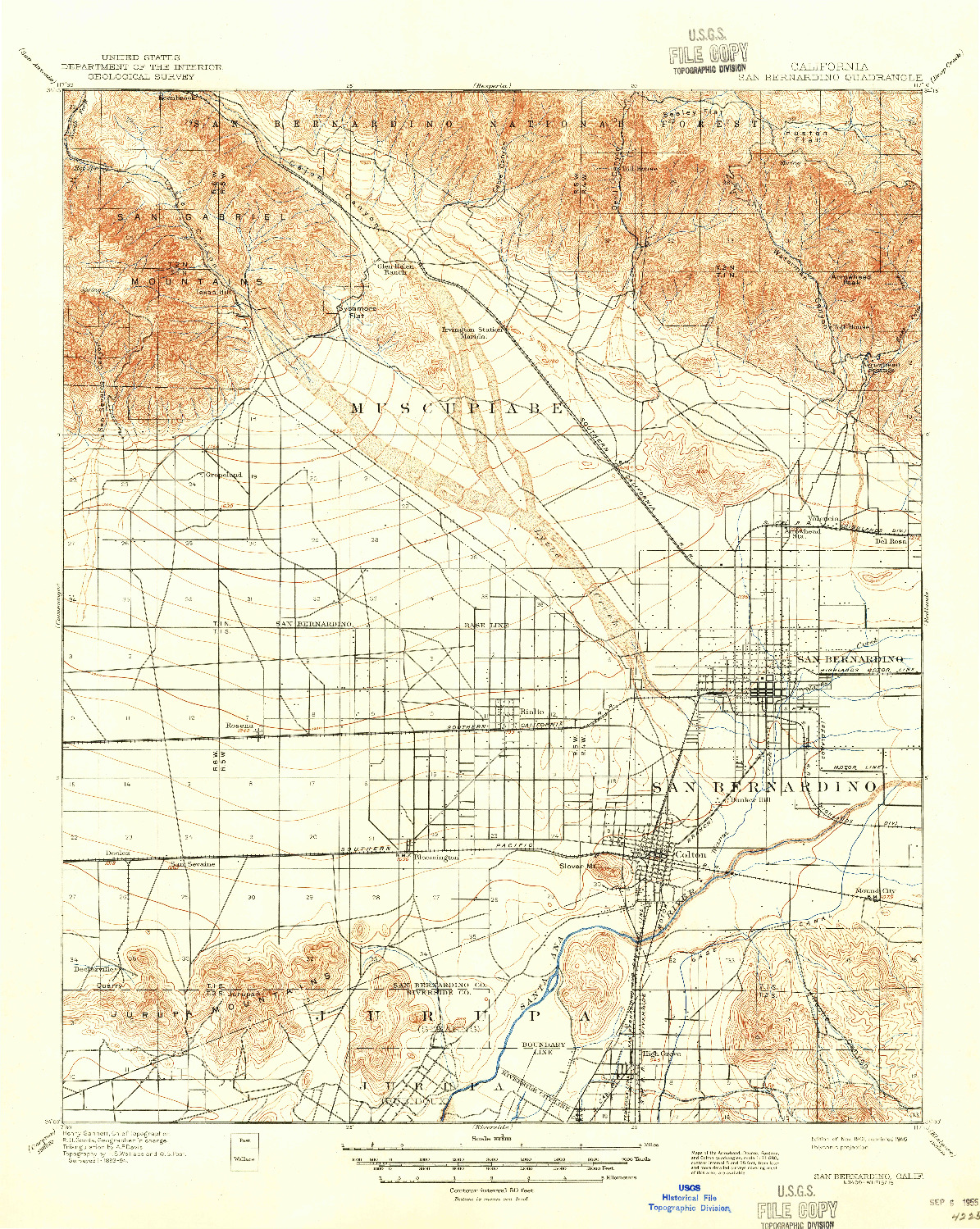 USGS 1:62500-SCALE QUADRANGLE FOR SAN BERNARDINO, CA 1901