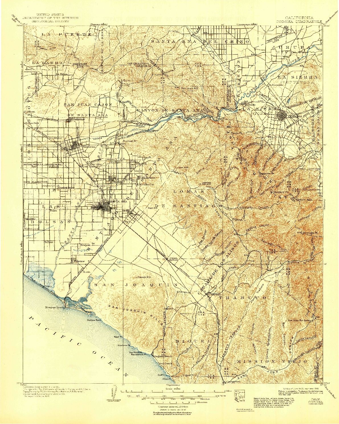 USGS 1:125000-SCALE QUADRANGLE FOR CORONA, CA 1902