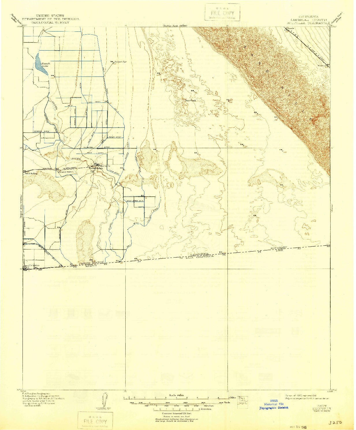 USGS 1:125000-SCALE QUADRANGLE FOR HOLTVILLE, CA 1907