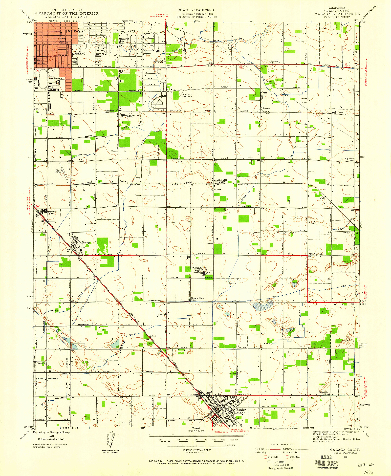 USGS 1:24000-SCALE QUADRANGLE FOR MALAGA, CA 1946