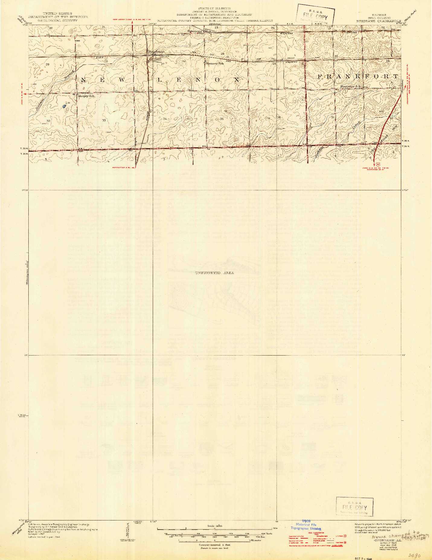 USGS 1:24000-SCALE QUADRANGLE FOR BRISBANE, IL 1929