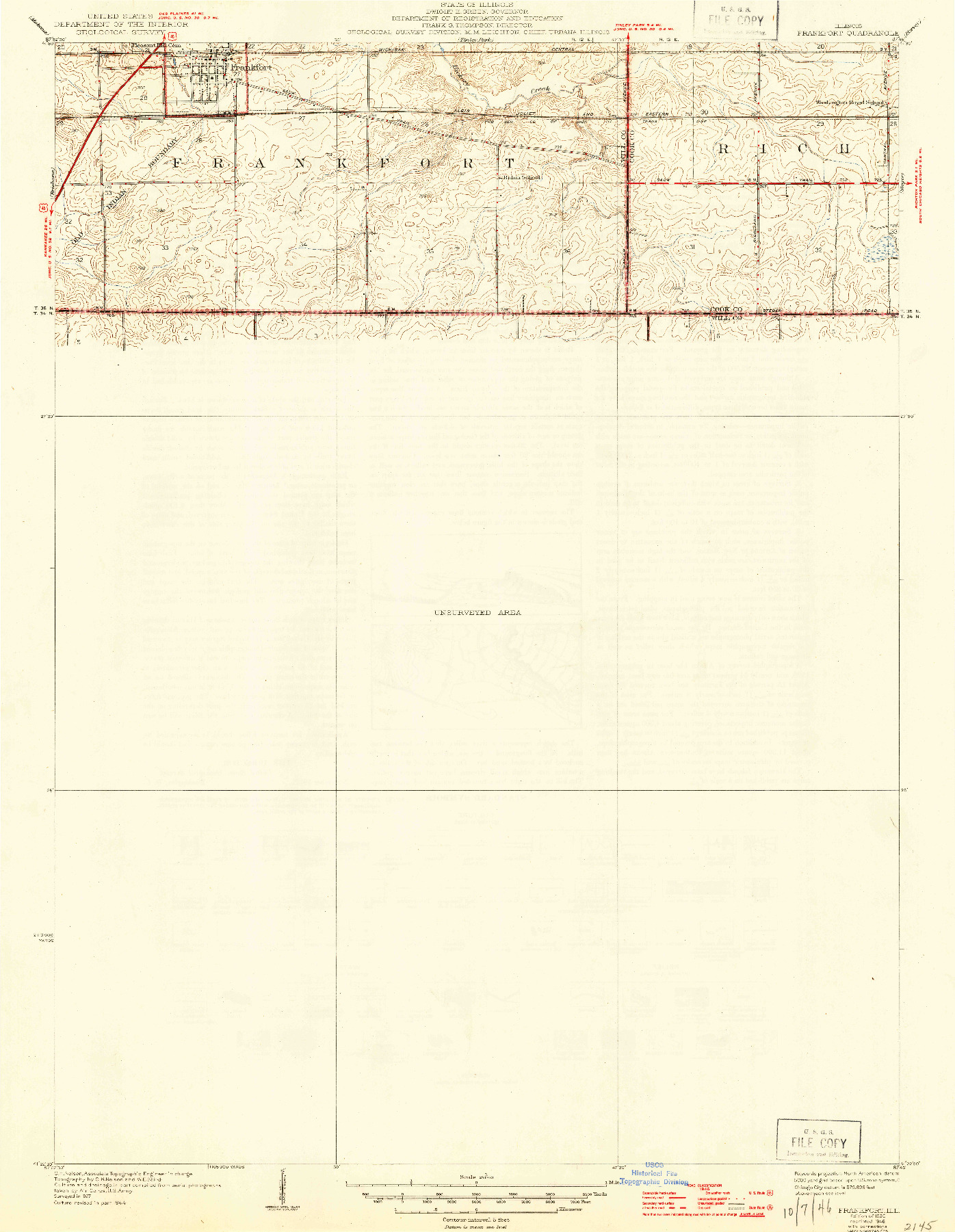 USGS 1:24000-SCALE QUADRANGLE FOR FRANKFORT, IL 1930