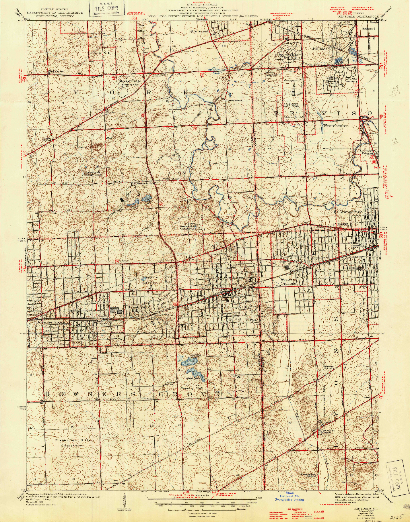 USGS 1:24000-SCALE QUADRANGLE FOR HINSDALE, IL 1927