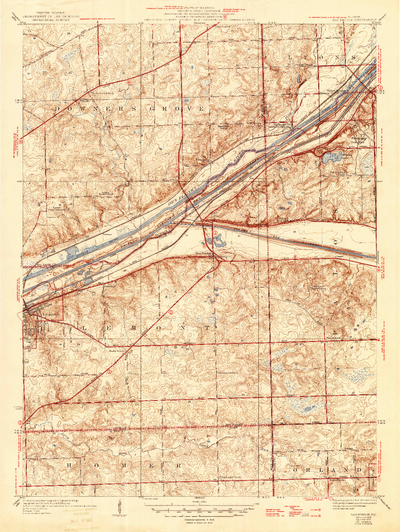 USGS 1:24000-SCALE QUADRANGLE FOR SAG BRIDGE, IL 1928