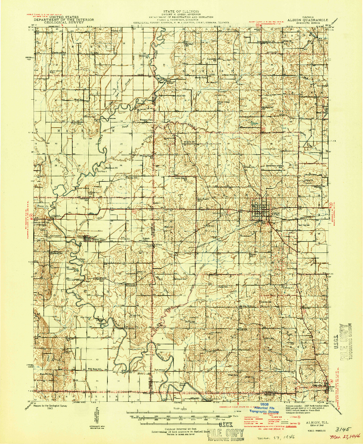 USGS 1:62500-SCALE QUADRANGLE FOR ALBION, IL 1946