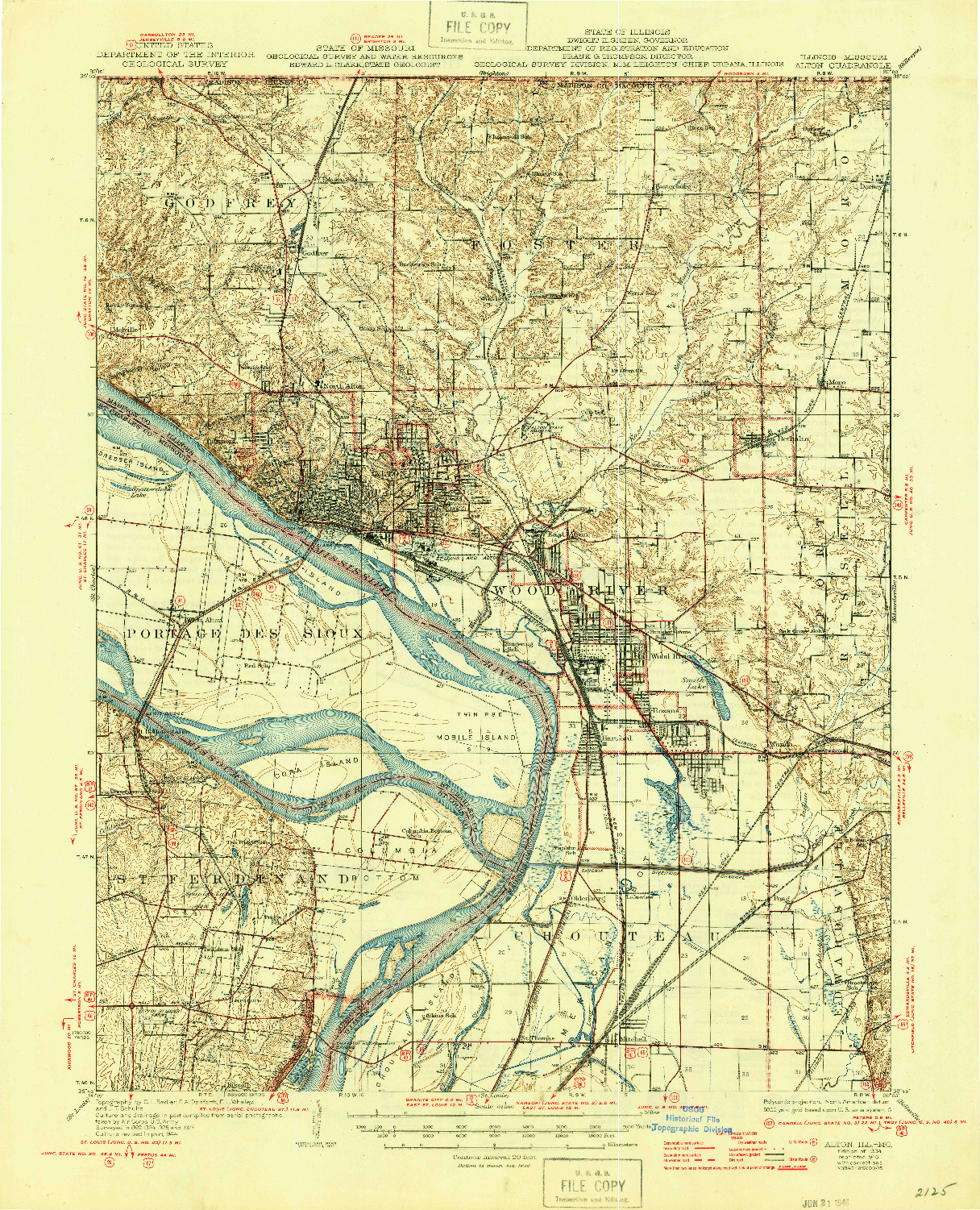 USGS 1:62500-SCALE QUADRANGLE FOR ALTON, IL 1934