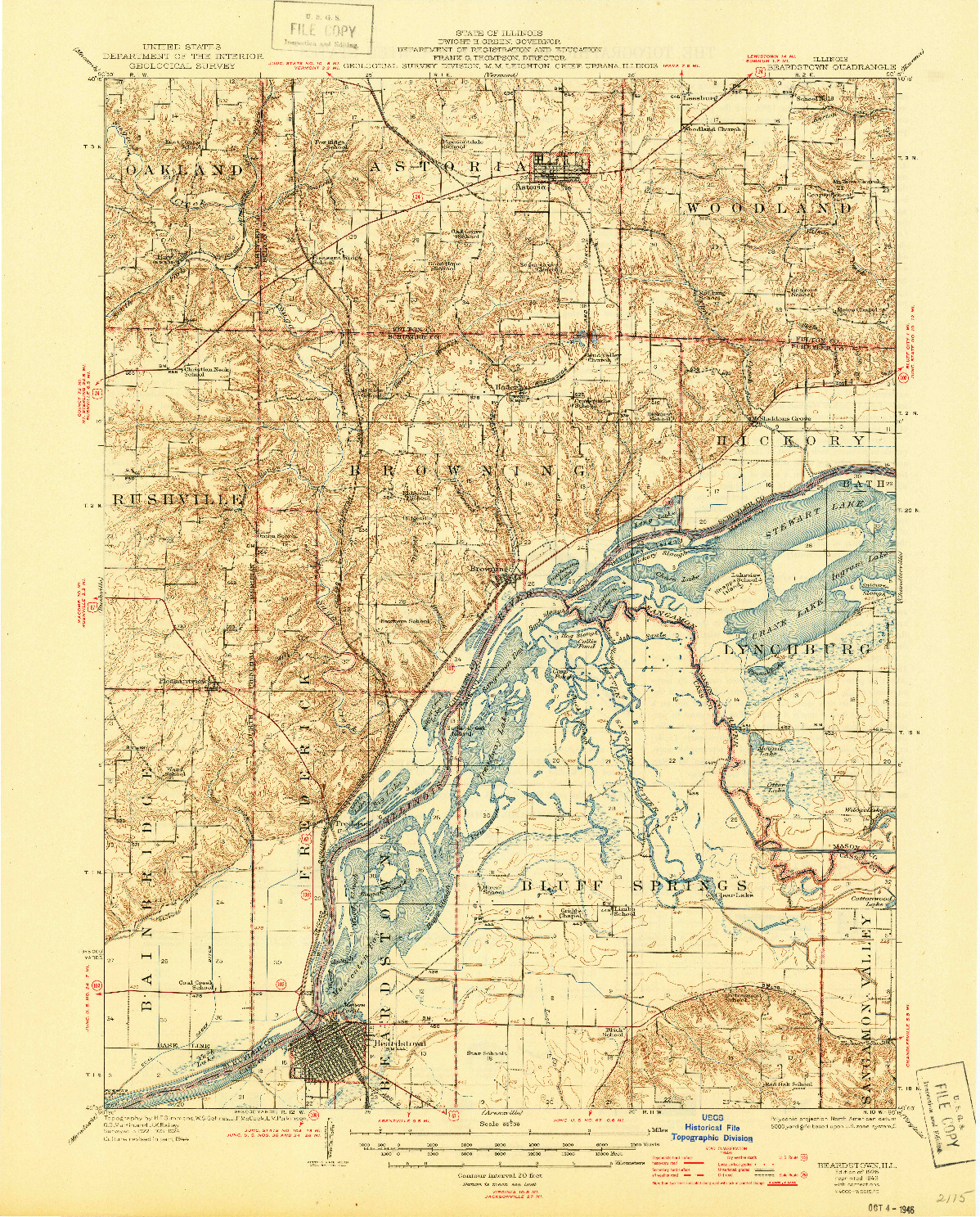 USGS 1:62500-SCALE QUADRANGLE FOR BEARDSTOWN, IL 1926