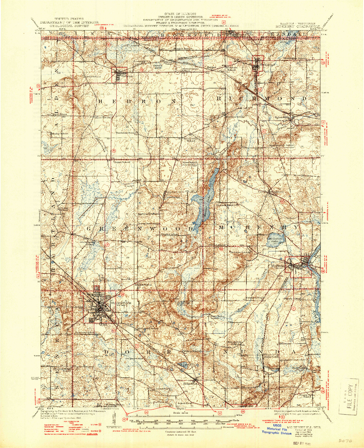 USGS 1:62500-SCALE QUADRANGLE FOR MCHENRY, IL 1926