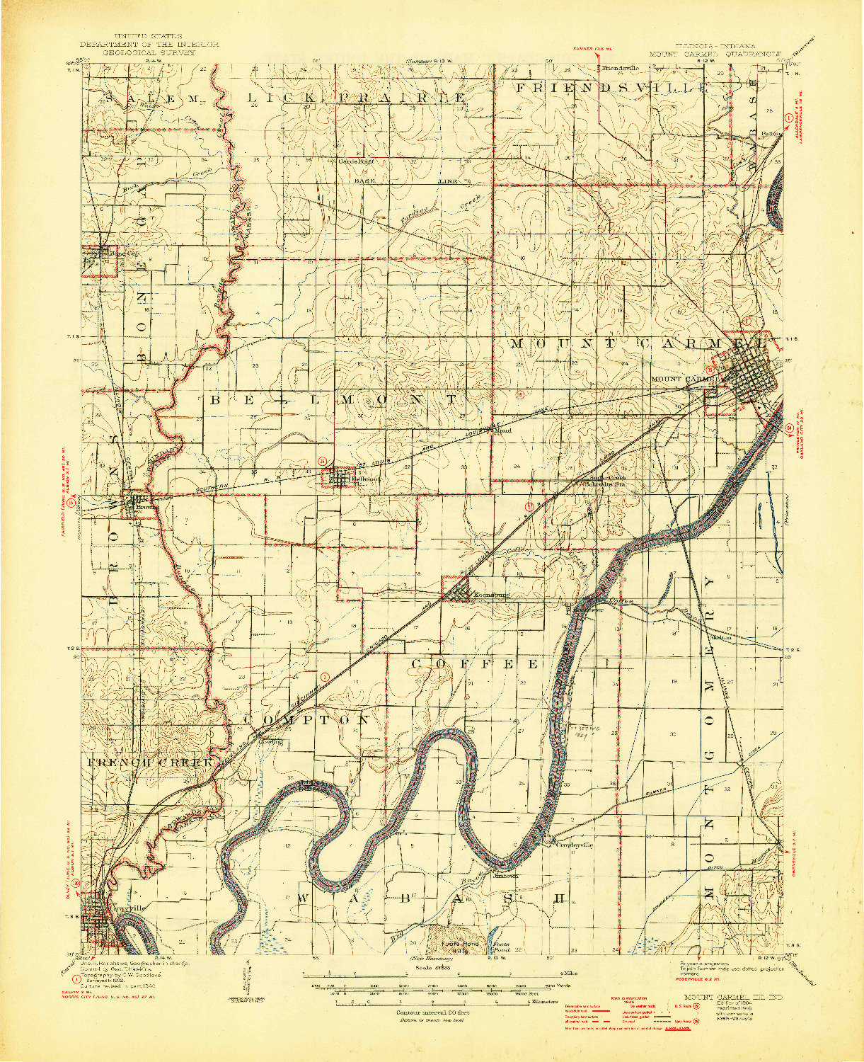 USGS 1:62500-SCALE QUADRANGLE FOR MOUNT CARMEL, IL 1904