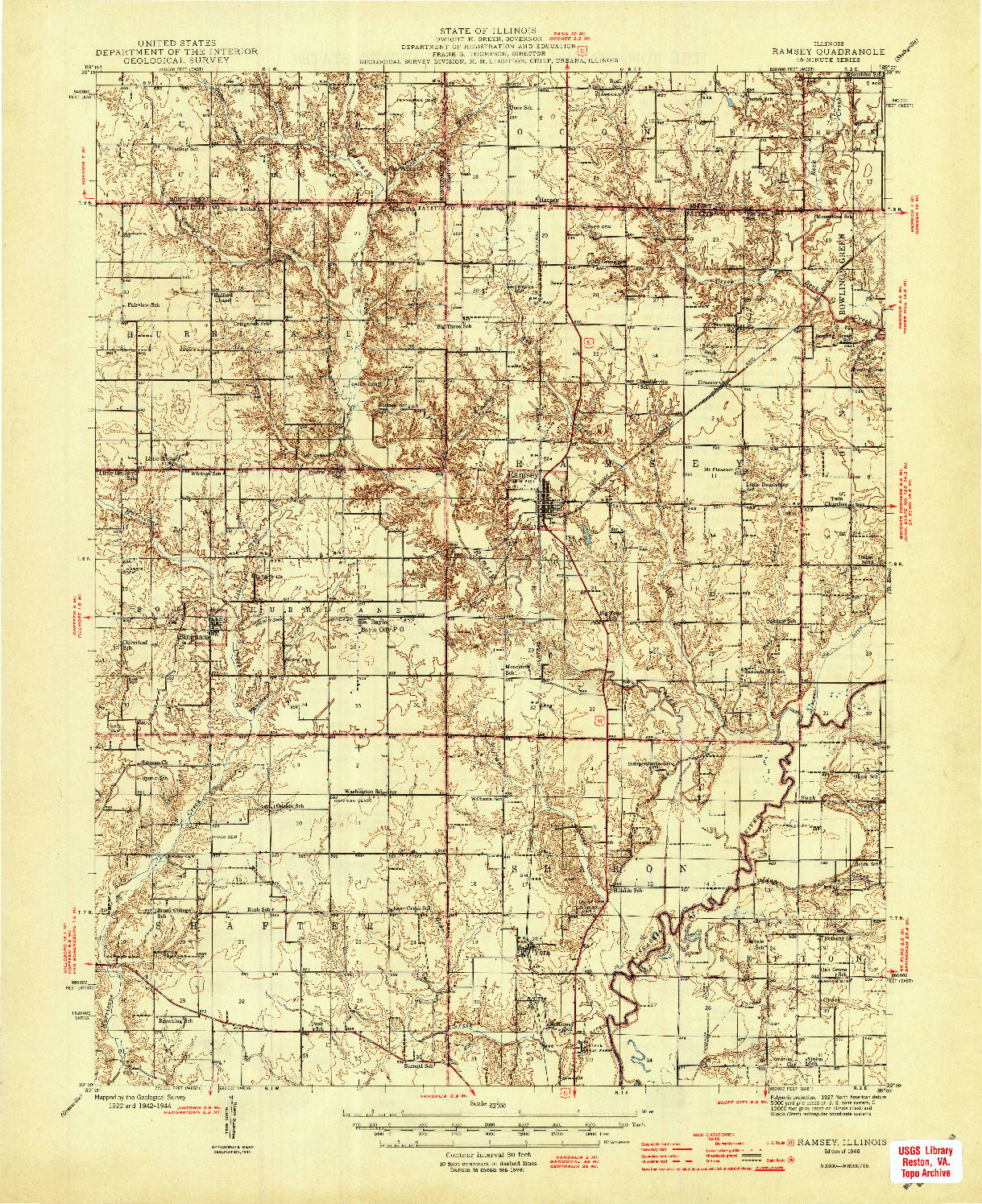 USGS 1:62500-SCALE QUADRANGLE FOR RAMSEY, IL 1946