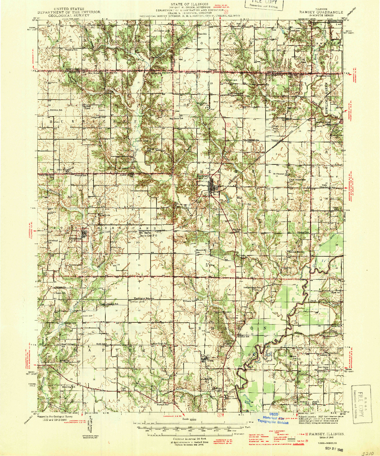 USGS 1:62500-SCALE QUADRANGLE FOR RAMSEY, IL 1946