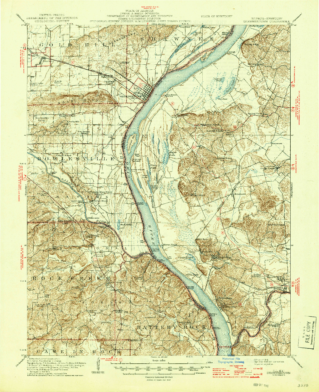 USGS 1:62500-SCALE QUADRANGLE FOR SHAWNEETOWN, IL 1916