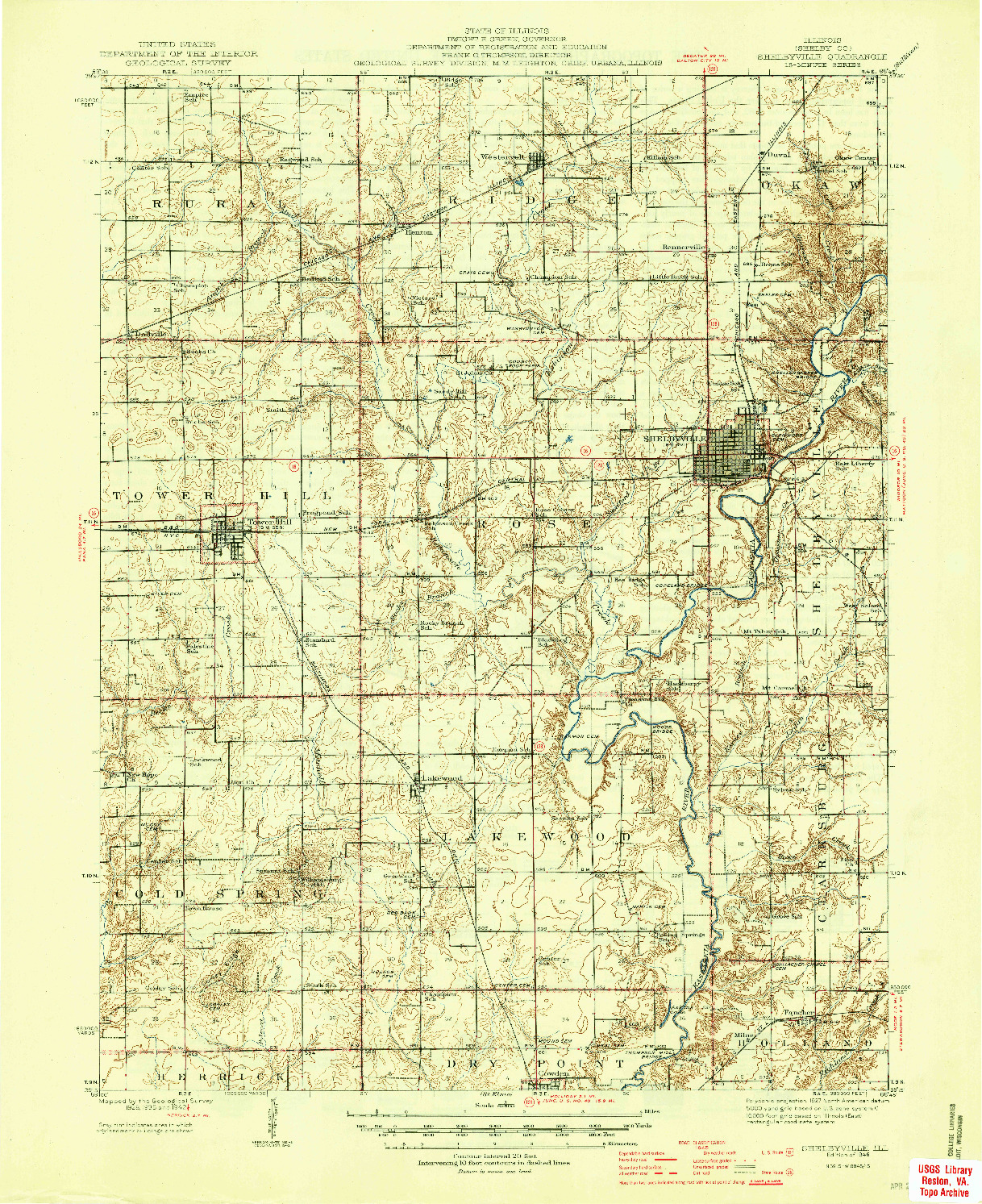 USGS 1:62500-SCALE QUADRANGLE FOR SHELBYVILLE, IL 1946