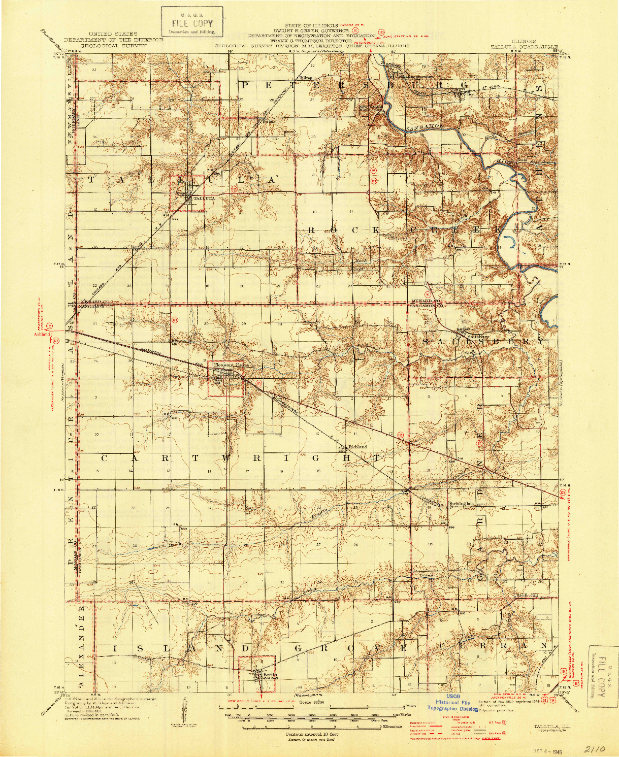USGS 1:62500-SCALE QUADRANGLE FOR TALLULA, IL 1909