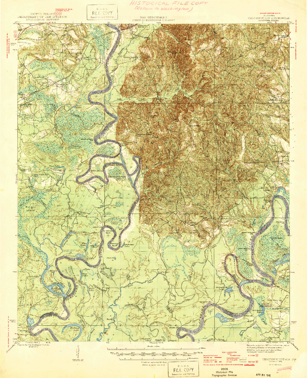 USGS 1:62500-SCALE QUADRANGLE FOR CHOCTAW BLUFF, AL 1946