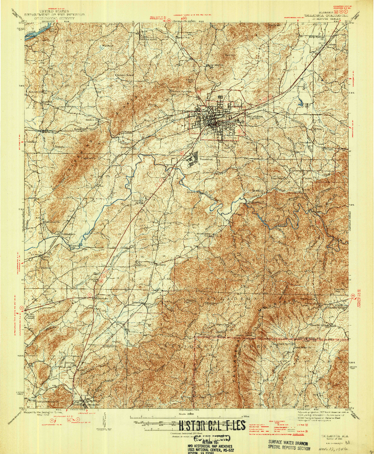 USGS 1:62500-SCALE QUADRANGLE FOR TALLADEGA, AL 1946