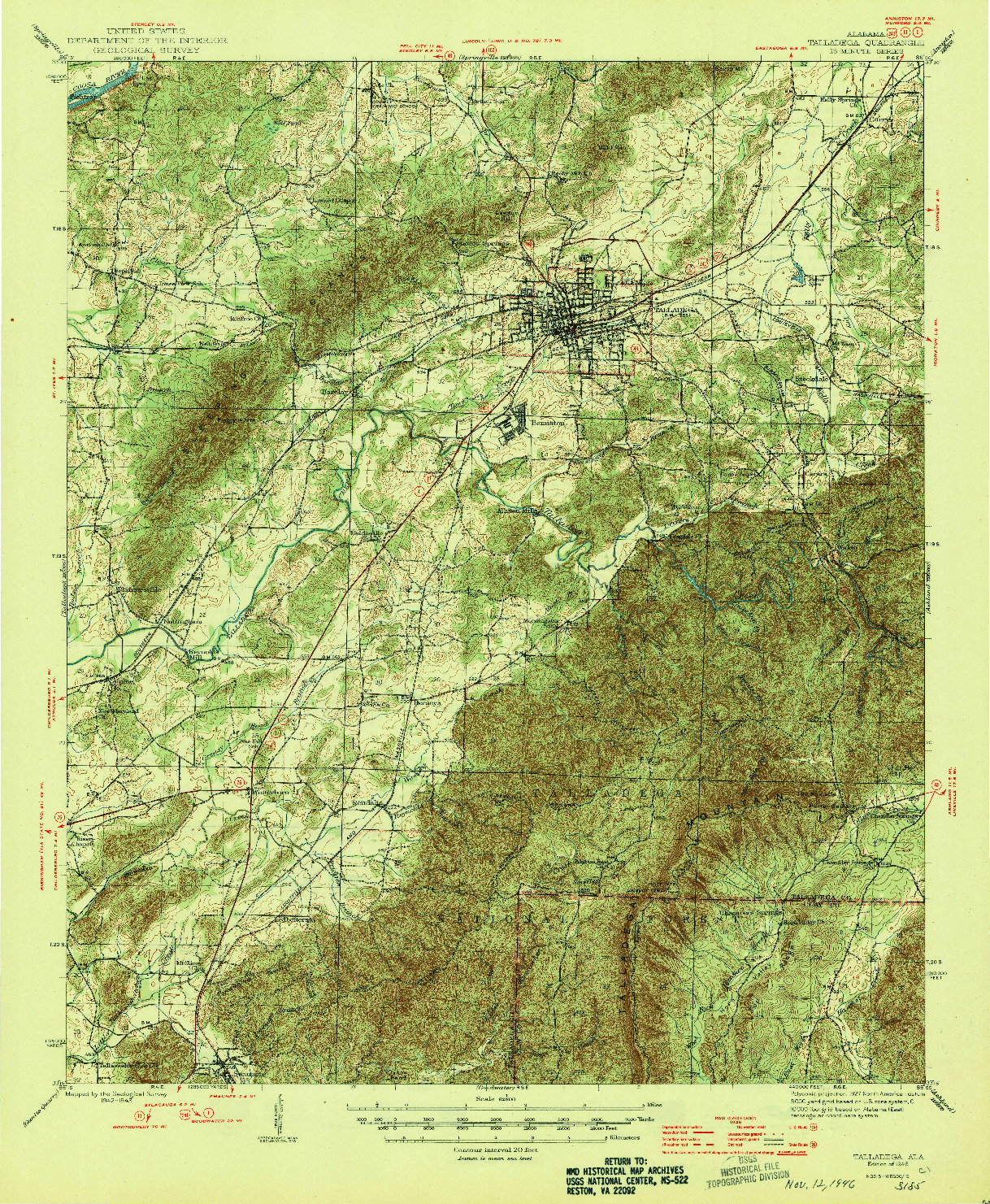 USGS 1:62500-SCALE QUADRANGLE FOR TALLADEGA, AL 1946