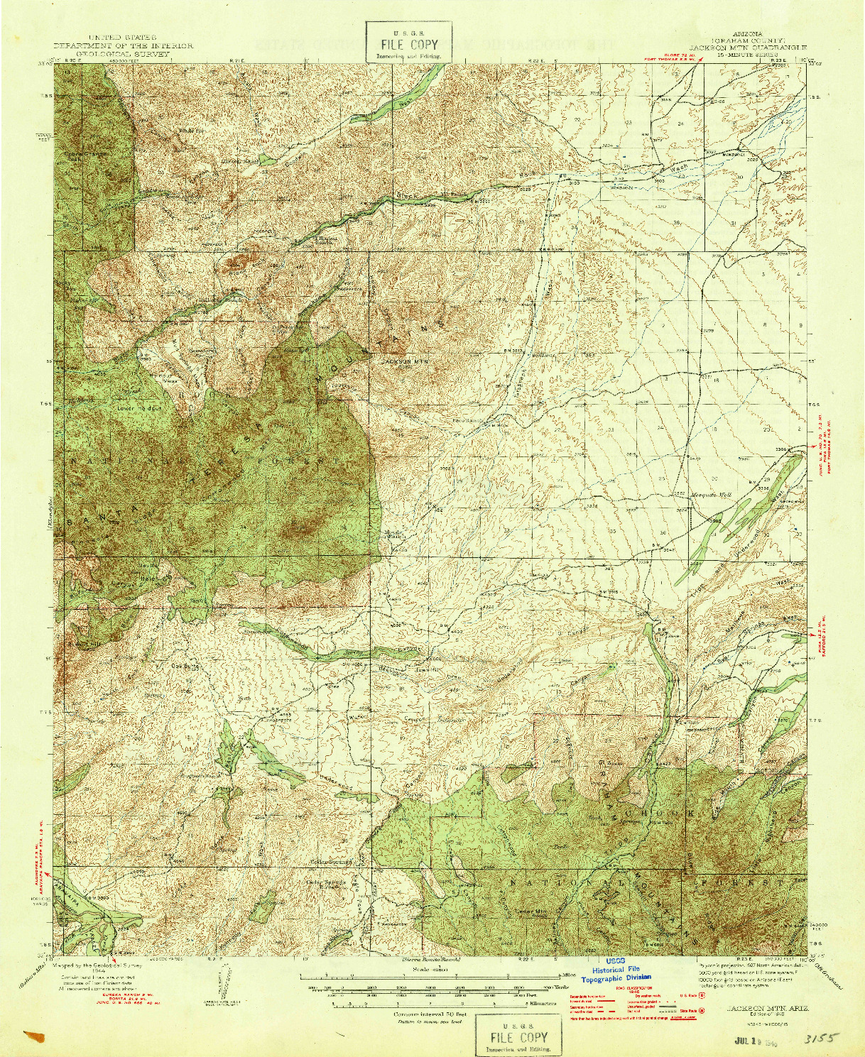 USGS 1:62500-SCALE QUADRANGLE FOR JACKSON MTN., AZ 1946