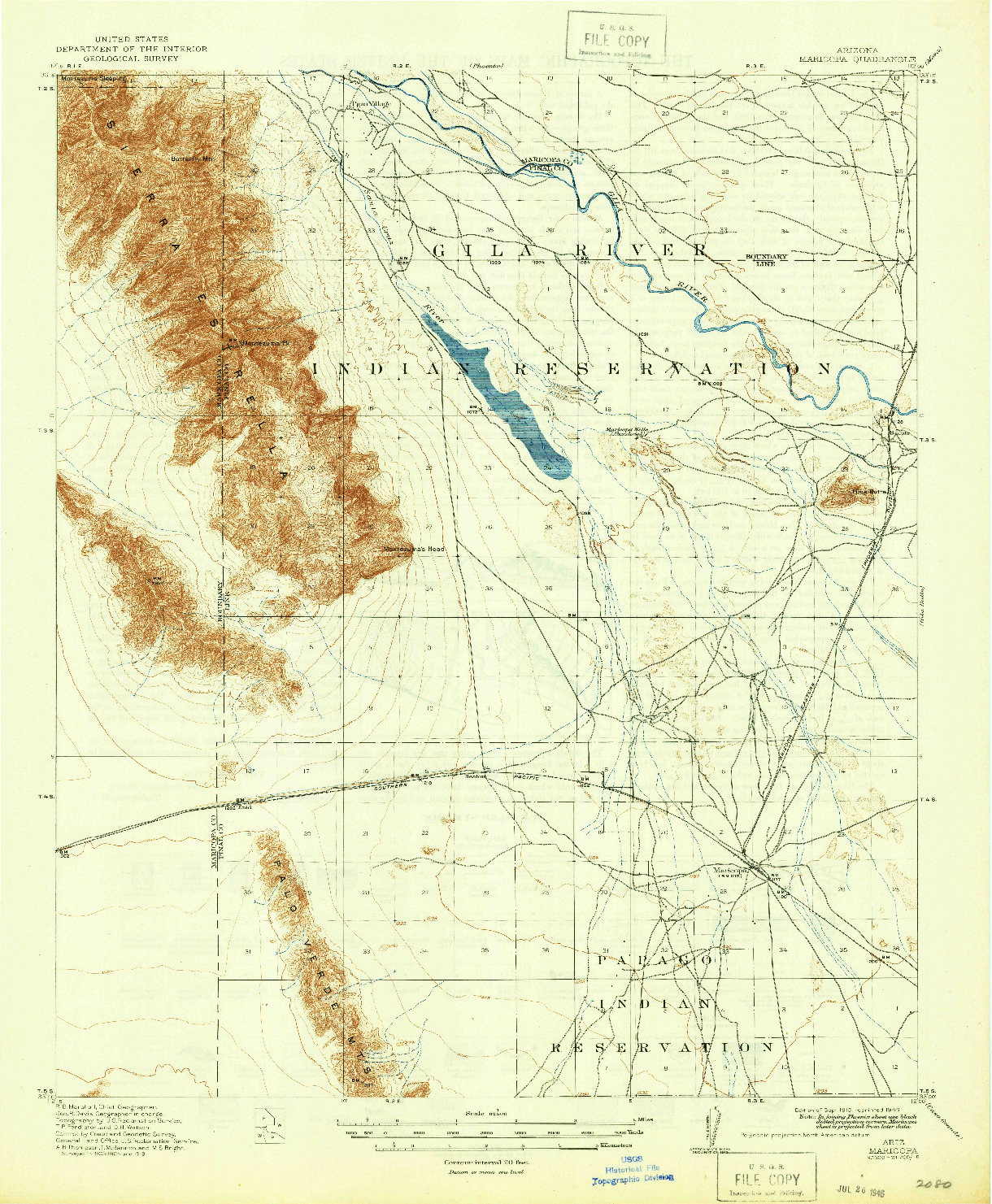 USGS 1:62500-SCALE QUADRANGLE FOR MARICOPA, AZ 1915