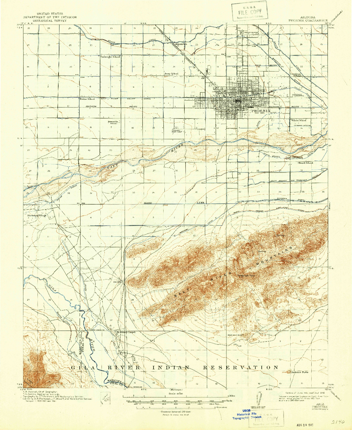 USGS 1:62500-SCALE QUADRANGLE FOR PHOENIX, AZ 1914