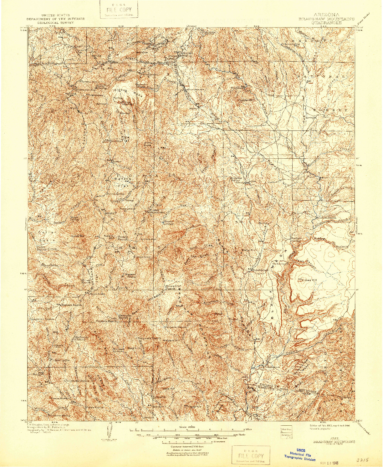 USGS 1:125000-SCALE QUADRANGLE FOR BRADSHAW MOUNTAINS, AZ 1903