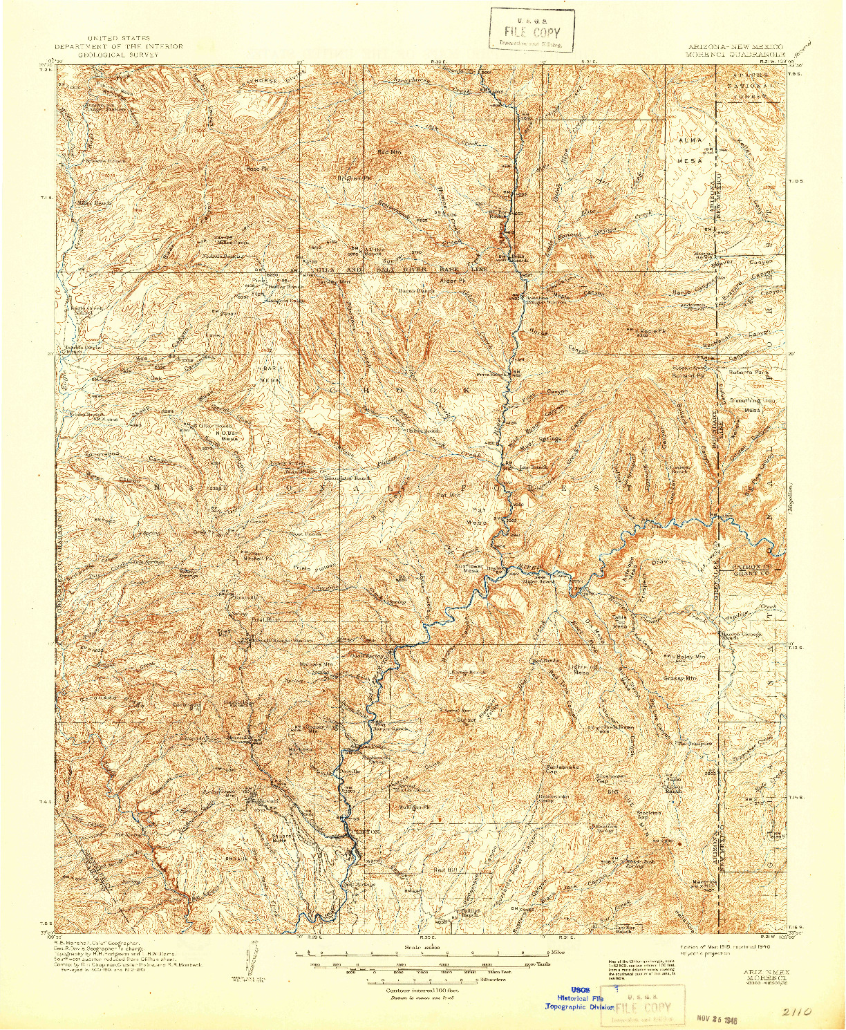 USGS 1:125000-SCALE QUADRANGLE FOR MORENCI, AZ 1915
