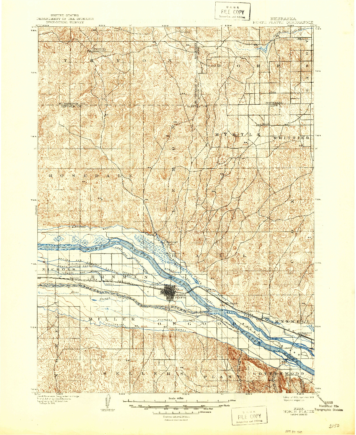 USGS 1:125000-SCALE QUADRANGLE FOR NORTH PLATTE, NE 1902