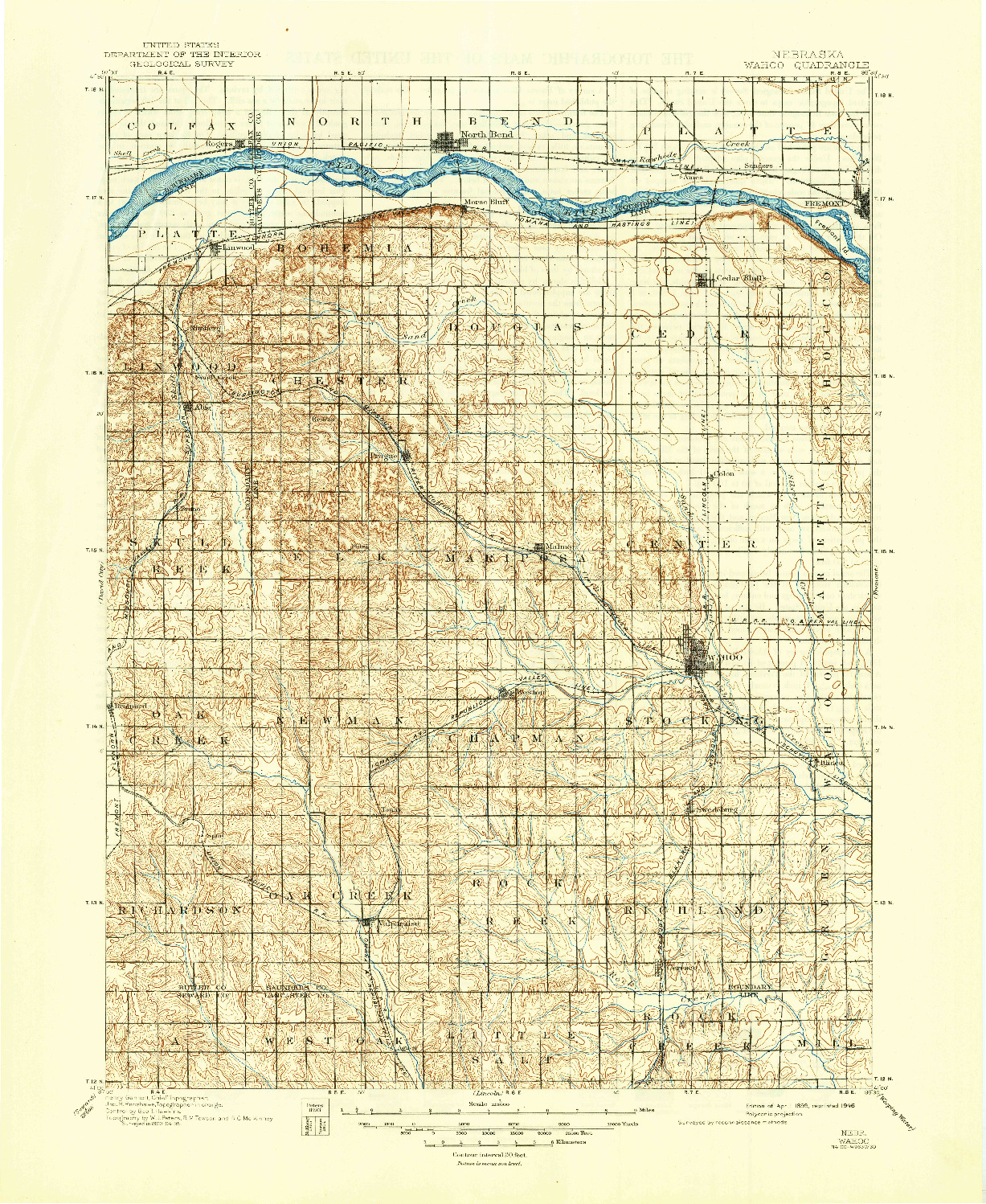 USGS 1:125000-SCALE QUADRANGLE FOR WAHOO, NE 1899