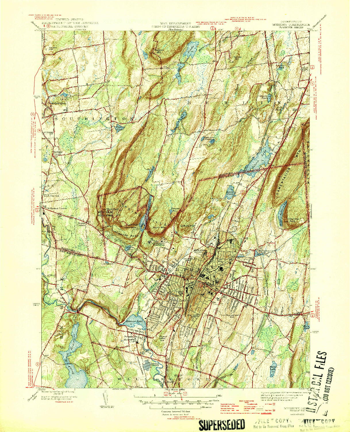 USGS 1:31680-SCALE QUADRANGLE FOR MERIDEN, CT 1946