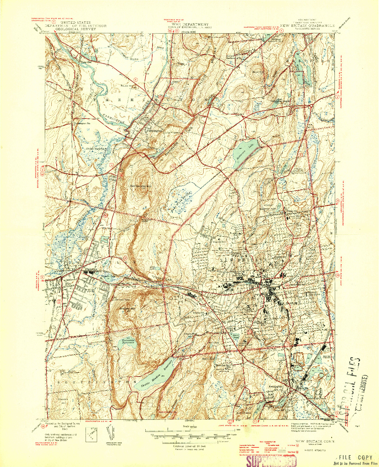 USGS 1:31680-SCALE QUADRANGLE FOR NEW BRITAIN, CT 1946