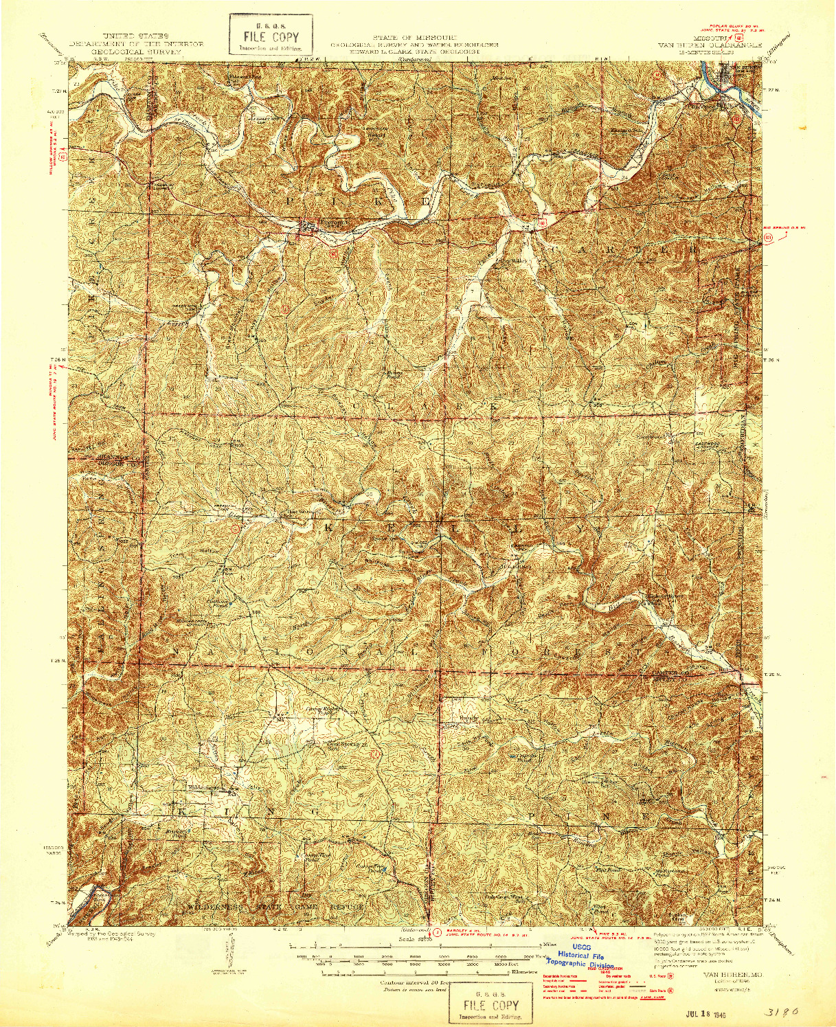 USGS 1:62500-SCALE QUADRANGLE FOR VAN BUREN, MO 1946