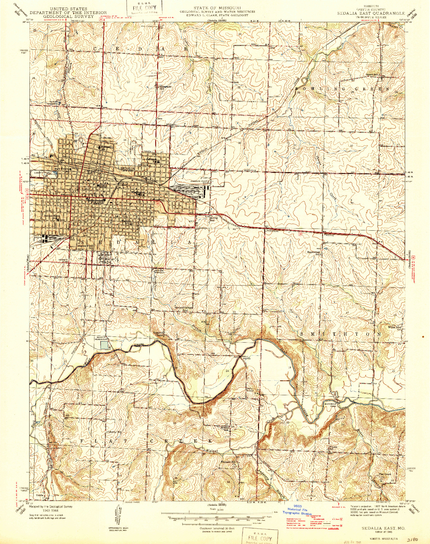 USGS 1:24000-SCALE QUADRANGLE FOR SEDALIA EAST, MO 1946