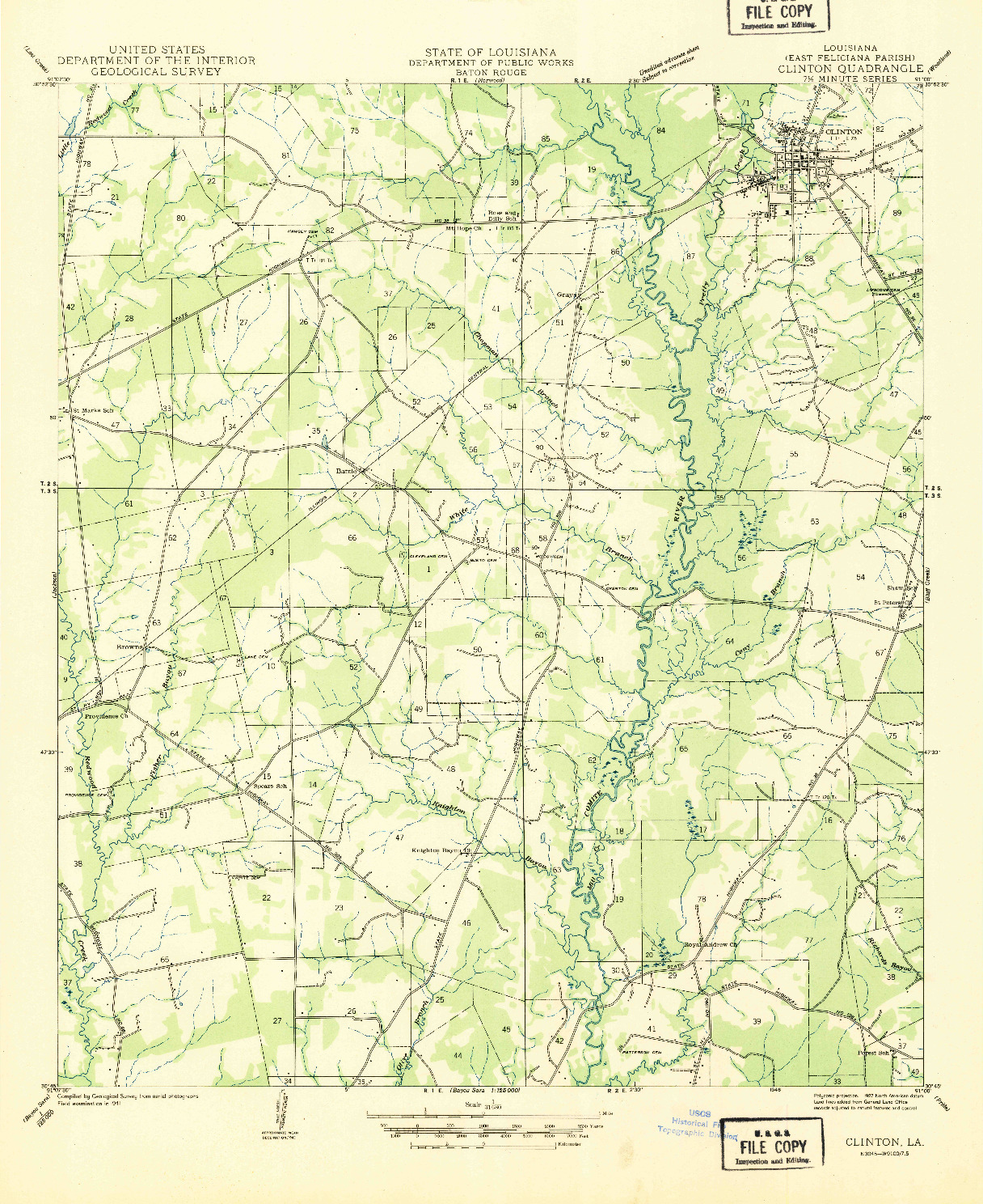 USGS 1:31680-SCALE QUADRANGLE FOR CLINTON, LA 1946