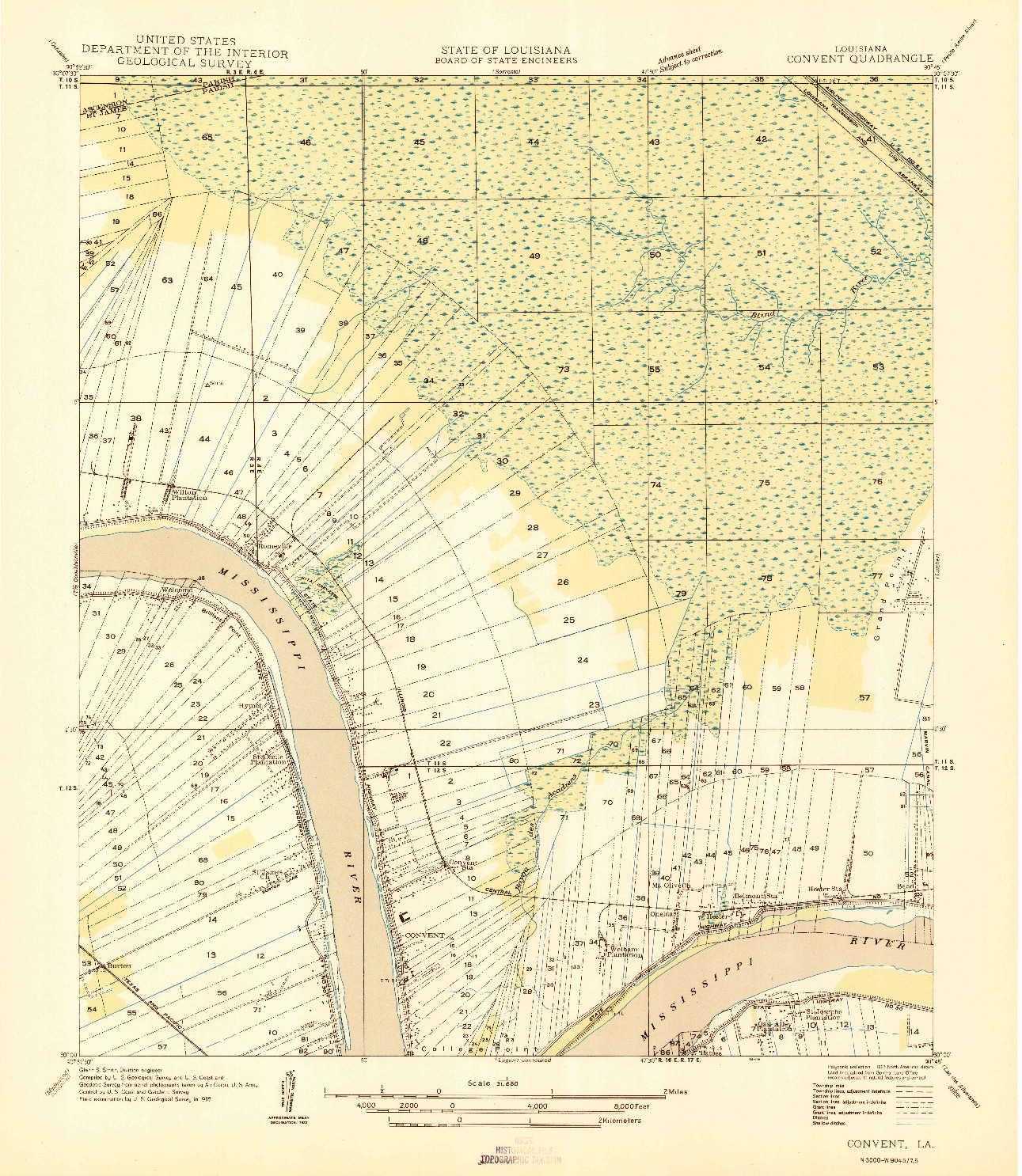 USGS 1:31680-SCALE QUADRANGLE FOR CONVENT, LA 1946