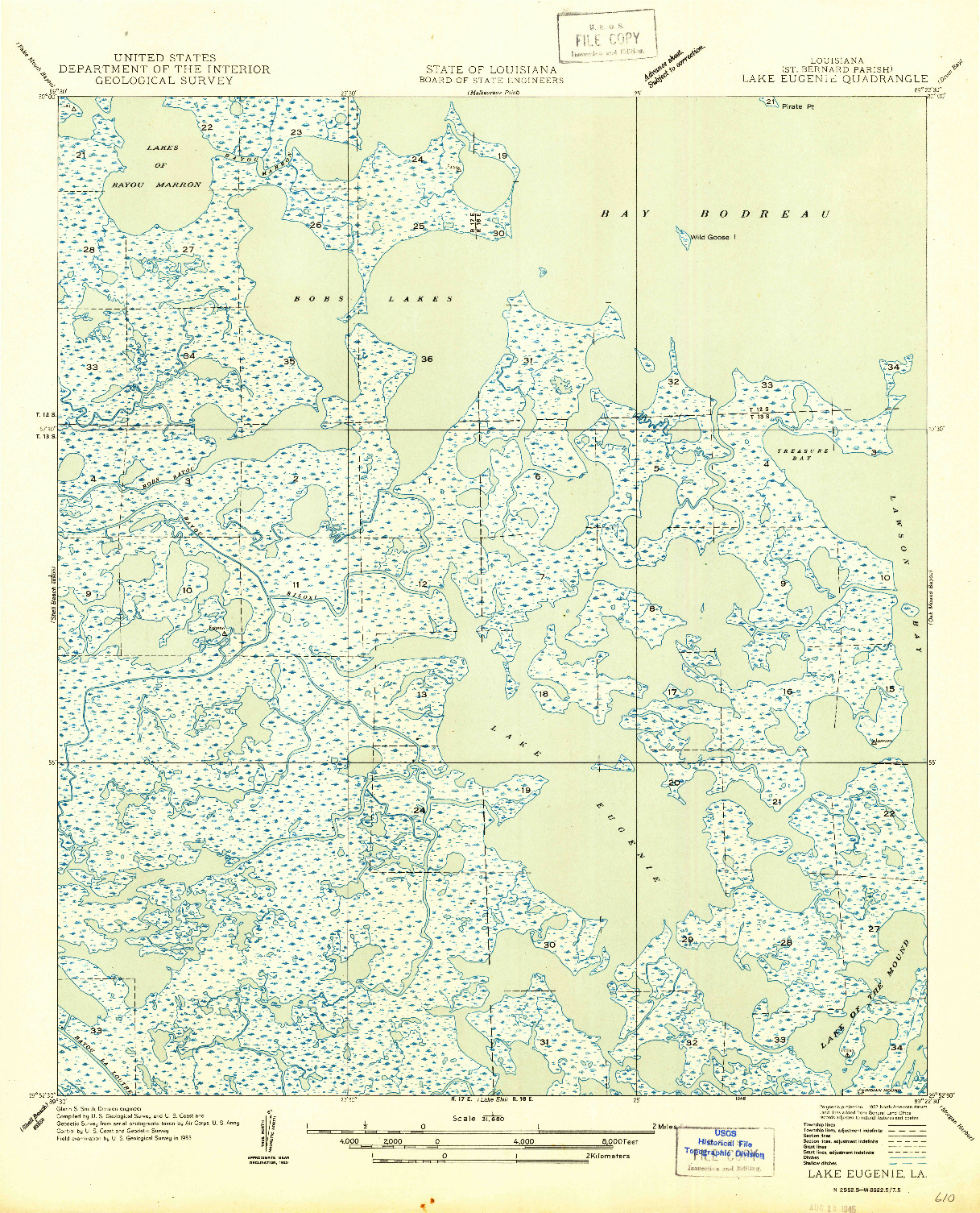 USGS 1:31680-SCALE QUADRANGLE FOR LAKE EUGENIE, LA 1946