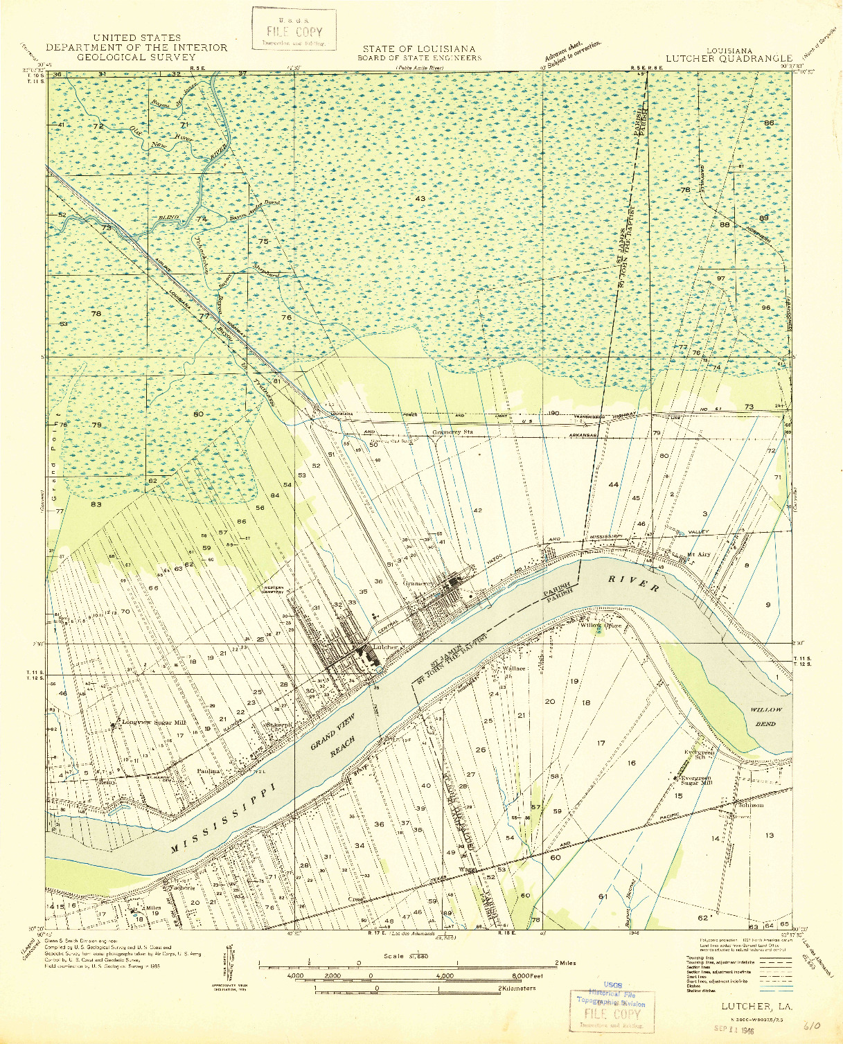 USGS 1:31680-SCALE QUADRANGLE FOR LUTCHER, LA 1946