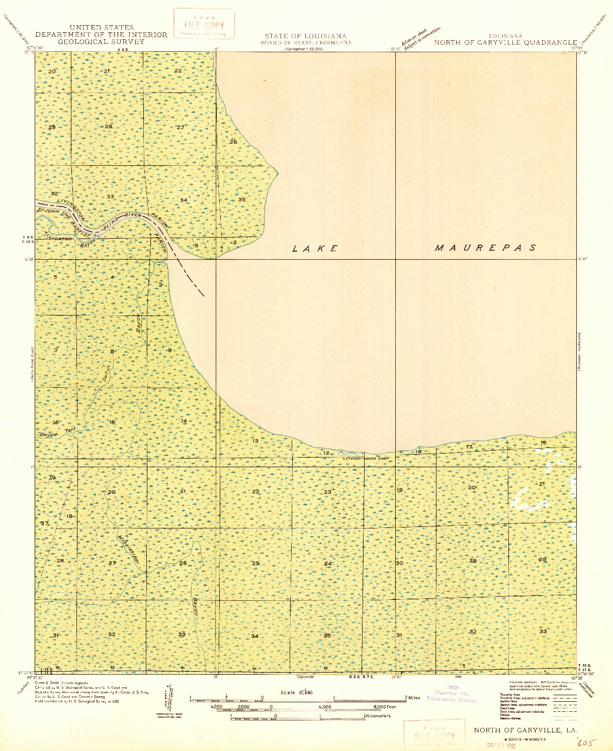 USGS 1:31680-SCALE QUADRANGLE FOR NORTH OF GARYVILLE, LA 1946