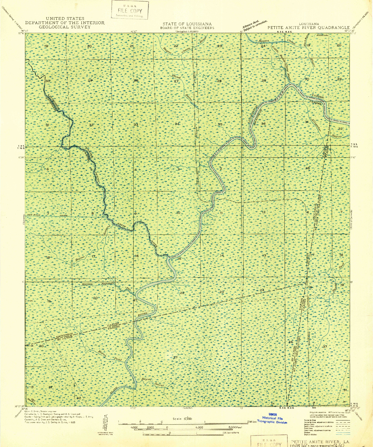 USGS 1:31680-SCALE QUADRANGLE FOR PETITE AMITE RIVER, LA 1946