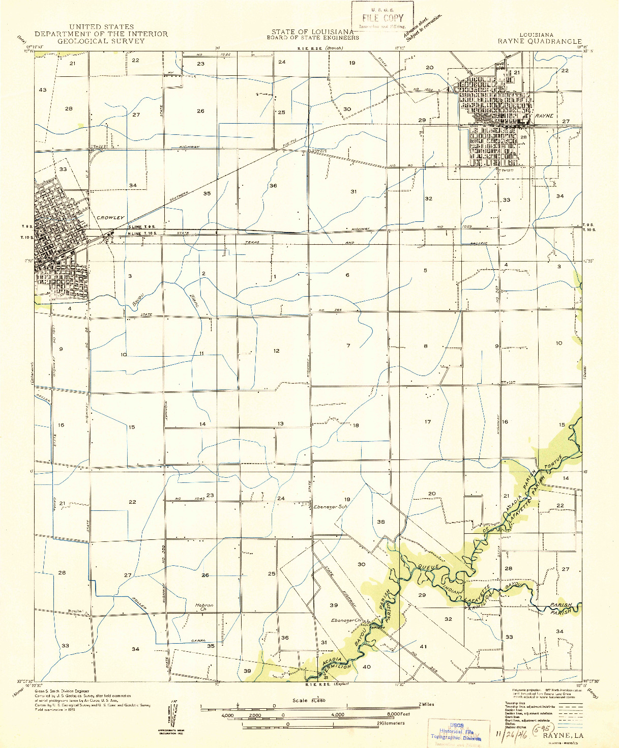 USGS 1:31680-SCALE QUADRANGLE FOR RAYNE, LA 1946