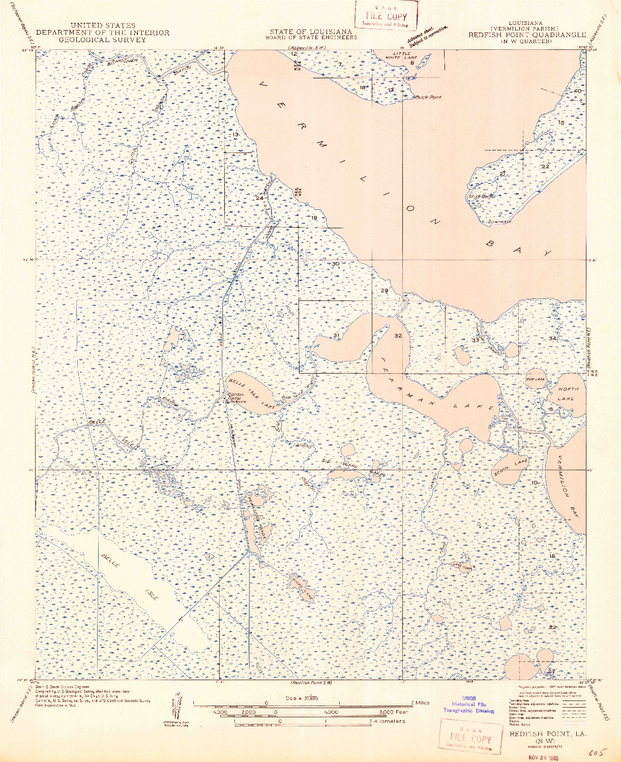USGS 1:31680-SCALE QUADRANGLE FOR REDFISH POINT NW, LA 1946