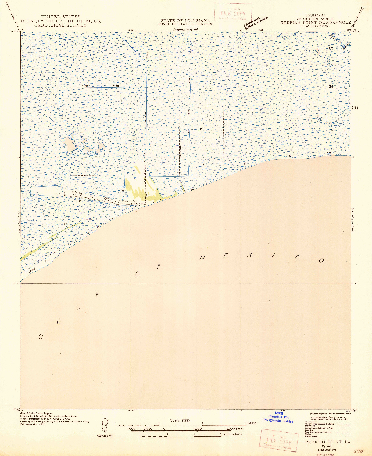 USGS 1:31680-SCALE QUADRANGLE FOR REDFISH POINT SW, LA 1946