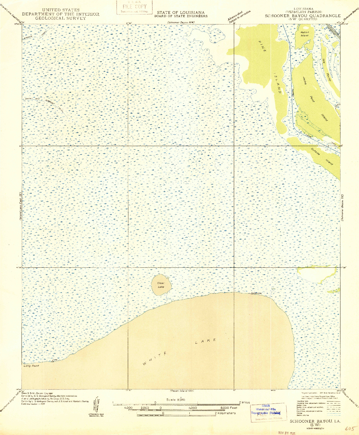 USGS 1:31680-SCALE QUADRANGLE FOR SCHOONER BAYOU SW, LA 1946