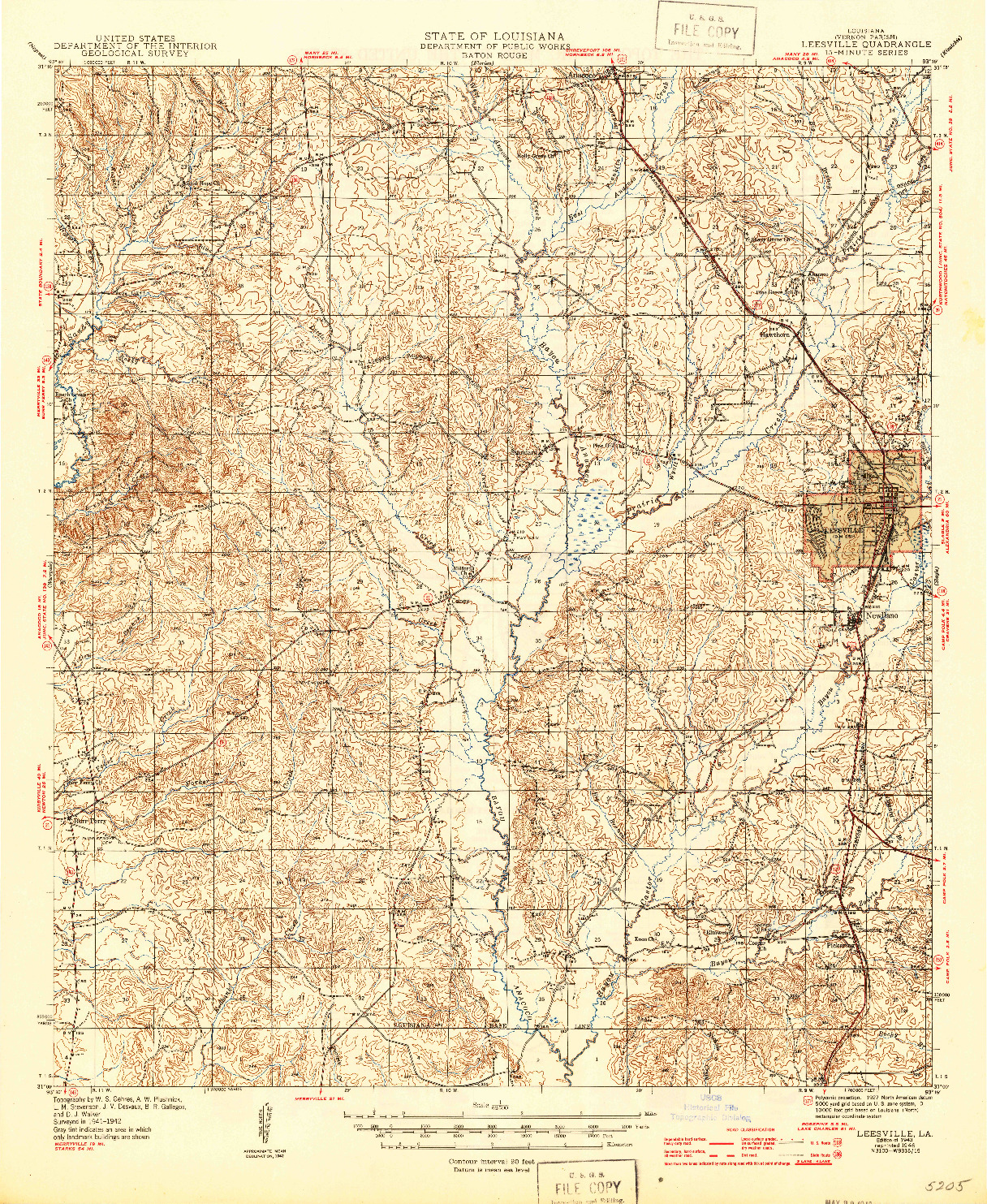 USGS 1:62500-SCALE QUADRANGLE FOR LEESVILLE, LA 1946