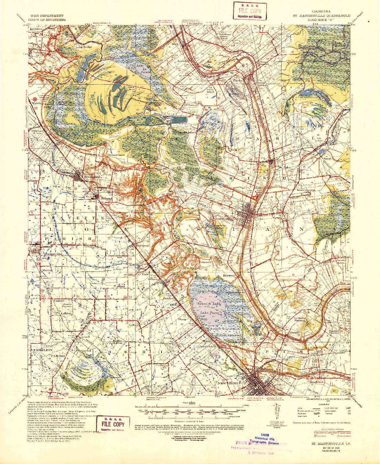 USGS 1:62500-SCALE QUADRANGLE FOR ST. MARTINSVILLE, LA 1939